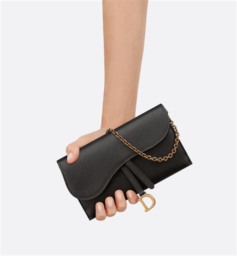 dior long saddle wallet with chain